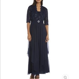 3/4 length sleeve lace jacket dress